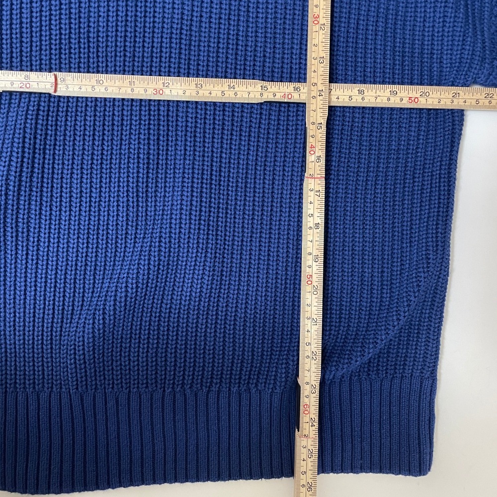 Gap Roll Neck Sweater Royal Blue Cotton Crew Heavy Knit Fisherman Prep Wmn L NWT - Picture 5 of 5